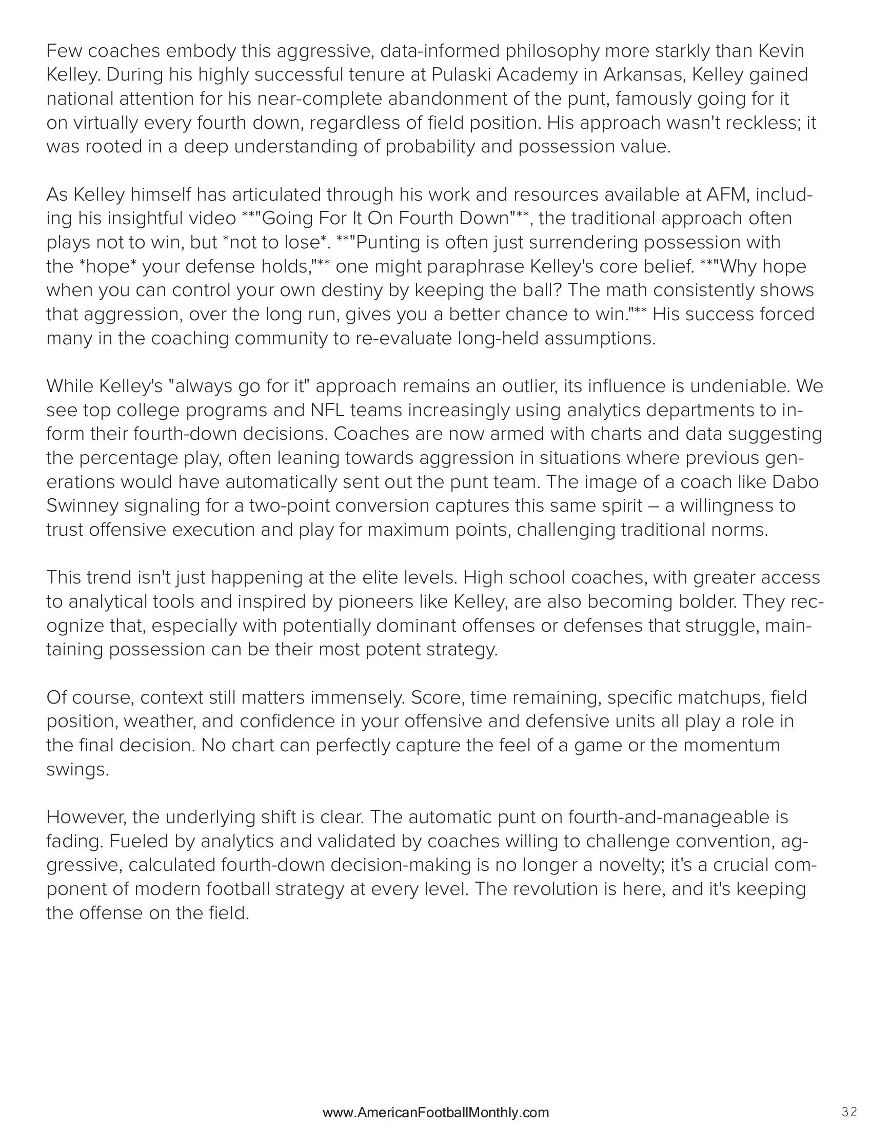 The Fourth Down Revolution — American Football Quarterly Vol 2 — Summer 2025, page 32