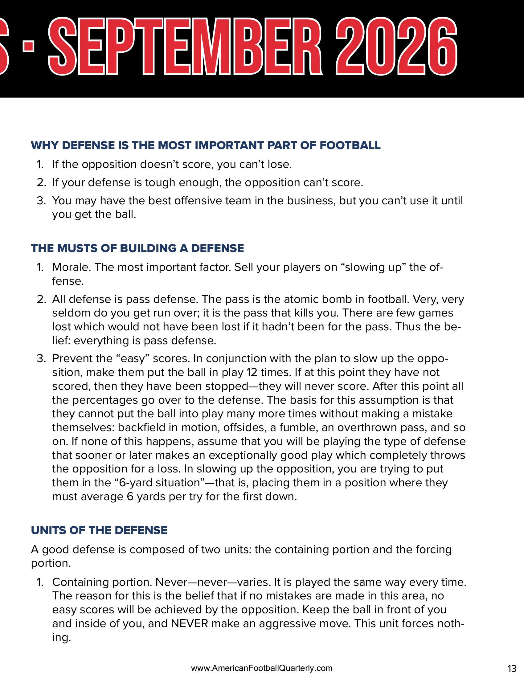 It Takes a Man to Play Defense: Coach Chester Fritz's Defensive Notes — American Football Quarterly Vol 2 — Summer 2026, page 13