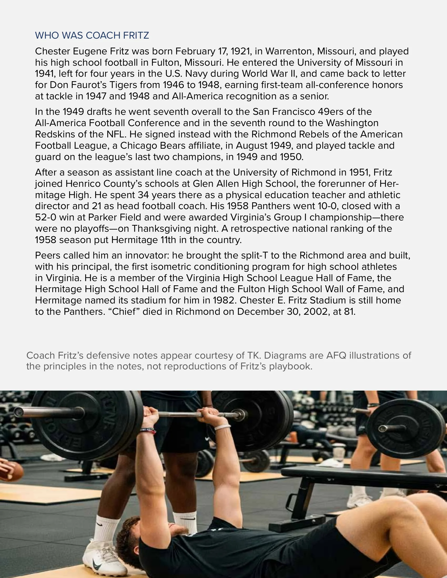 It Takes a Man to Play Defense: Coach Chester Fritz's Defensive Notes — American Football Quarterly Vol 2 — Summer 2026, page 17