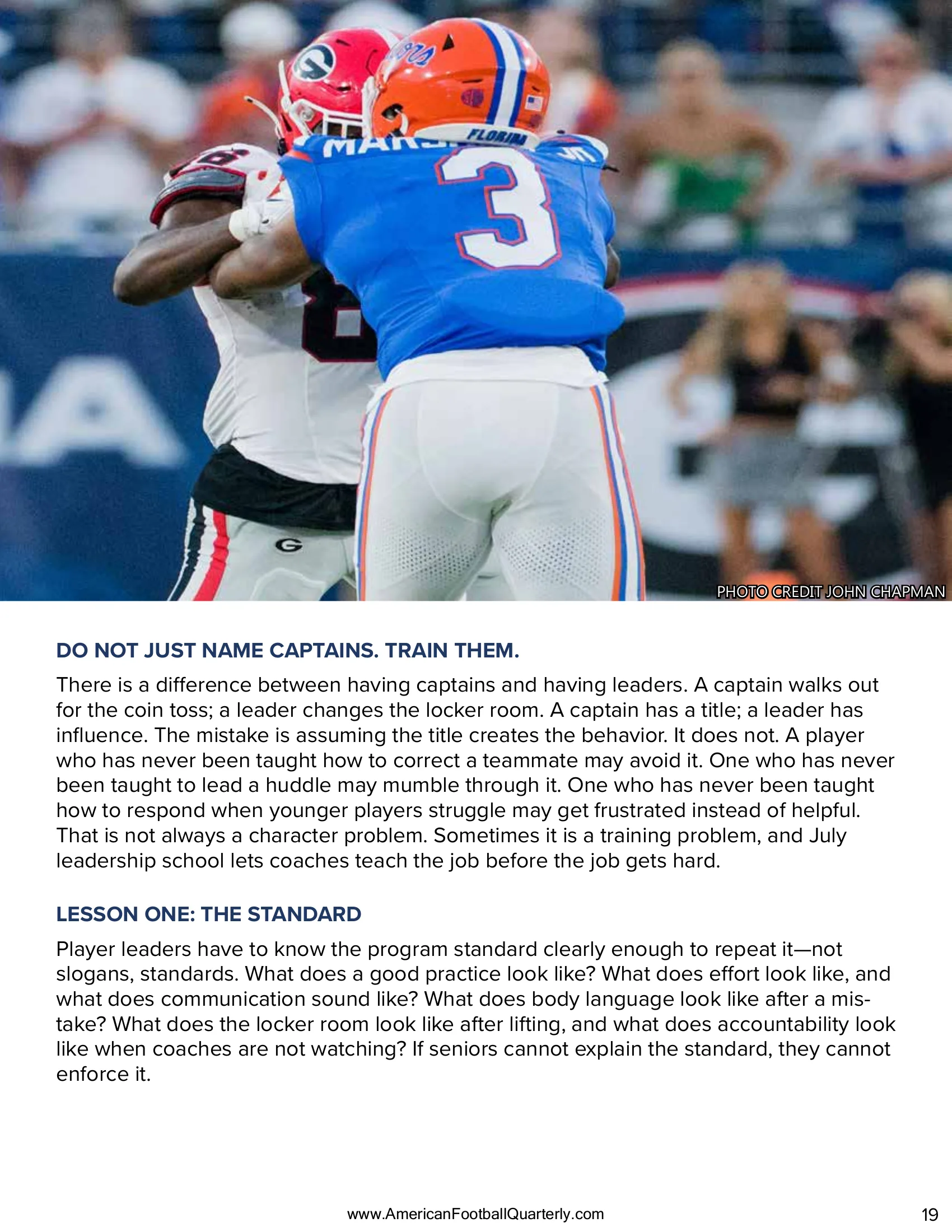 July Leadership School: Turning Seniors Into Coaches Before August — American Football Quarterly Vol 2 — Summer 2026, page 19
