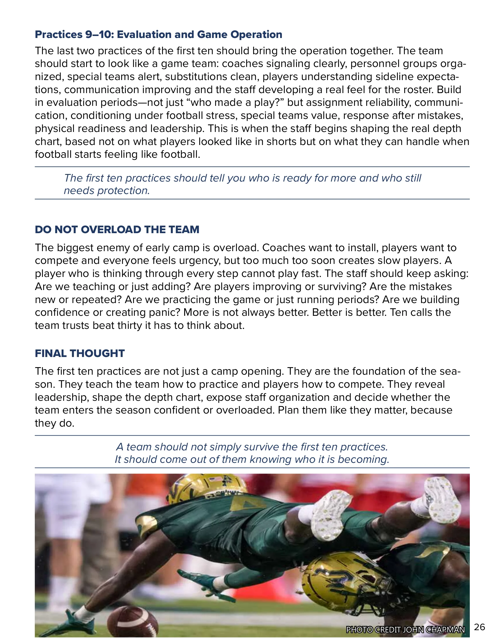 The First 10 Practices — American Football Quarterly Vol 2 — Summer 2026, page 26