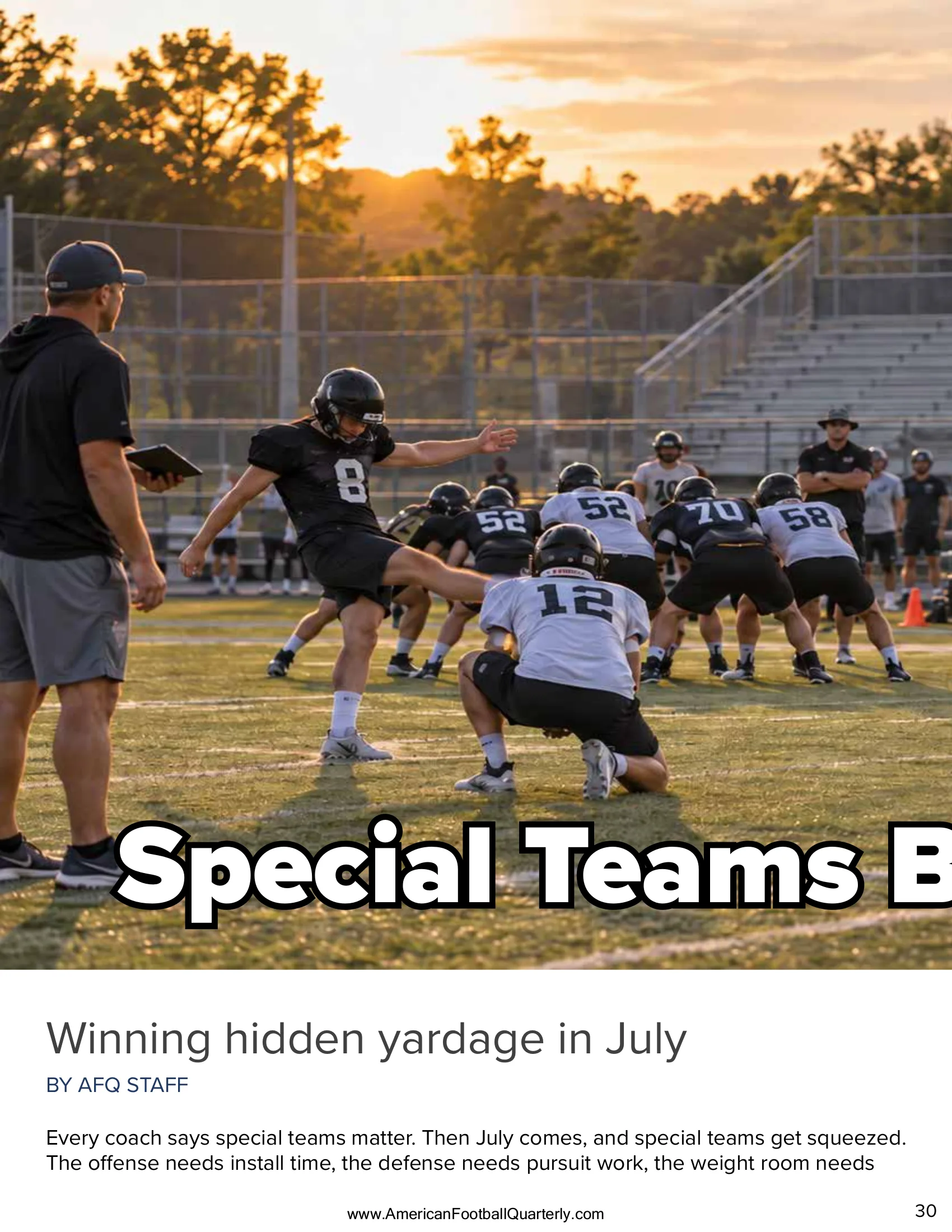 Special Teams Before the Storm: Winning Hidden Yardage in July — American Football Quarterly Vol 2 — Summer 2026, page 30