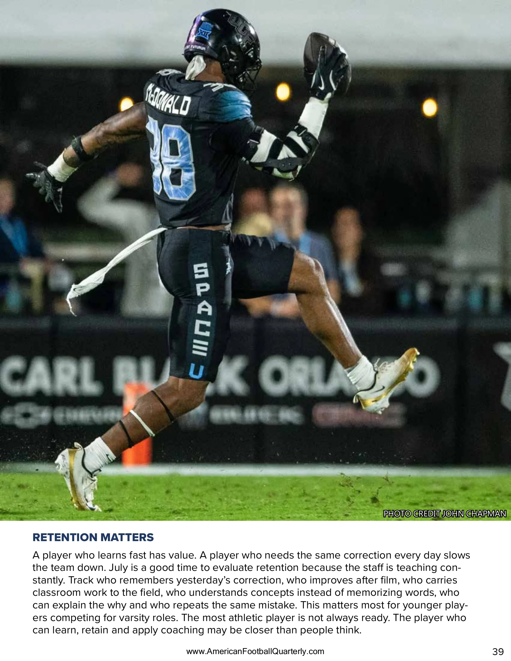 The Varsity Depth Chart Is Lying to You: How to Evaluate Your Roster Before Contact — American Football Quarterly Vol 2 — Summer 2026, page 39
