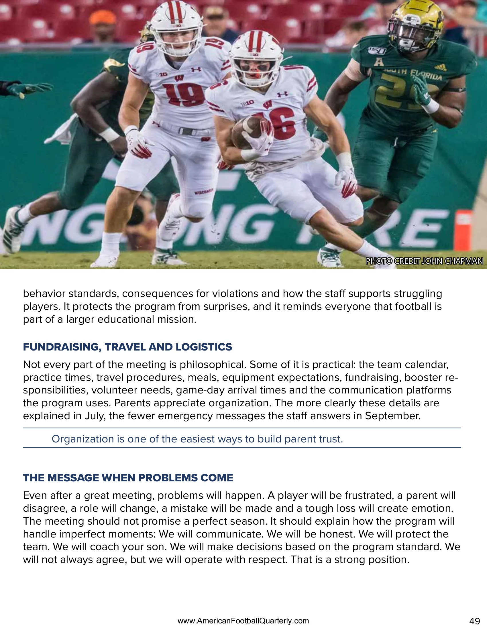 The Parent Meeting That Prevents October Problems — American Football Quarterly Vol 2 — Summer 2026, page 49