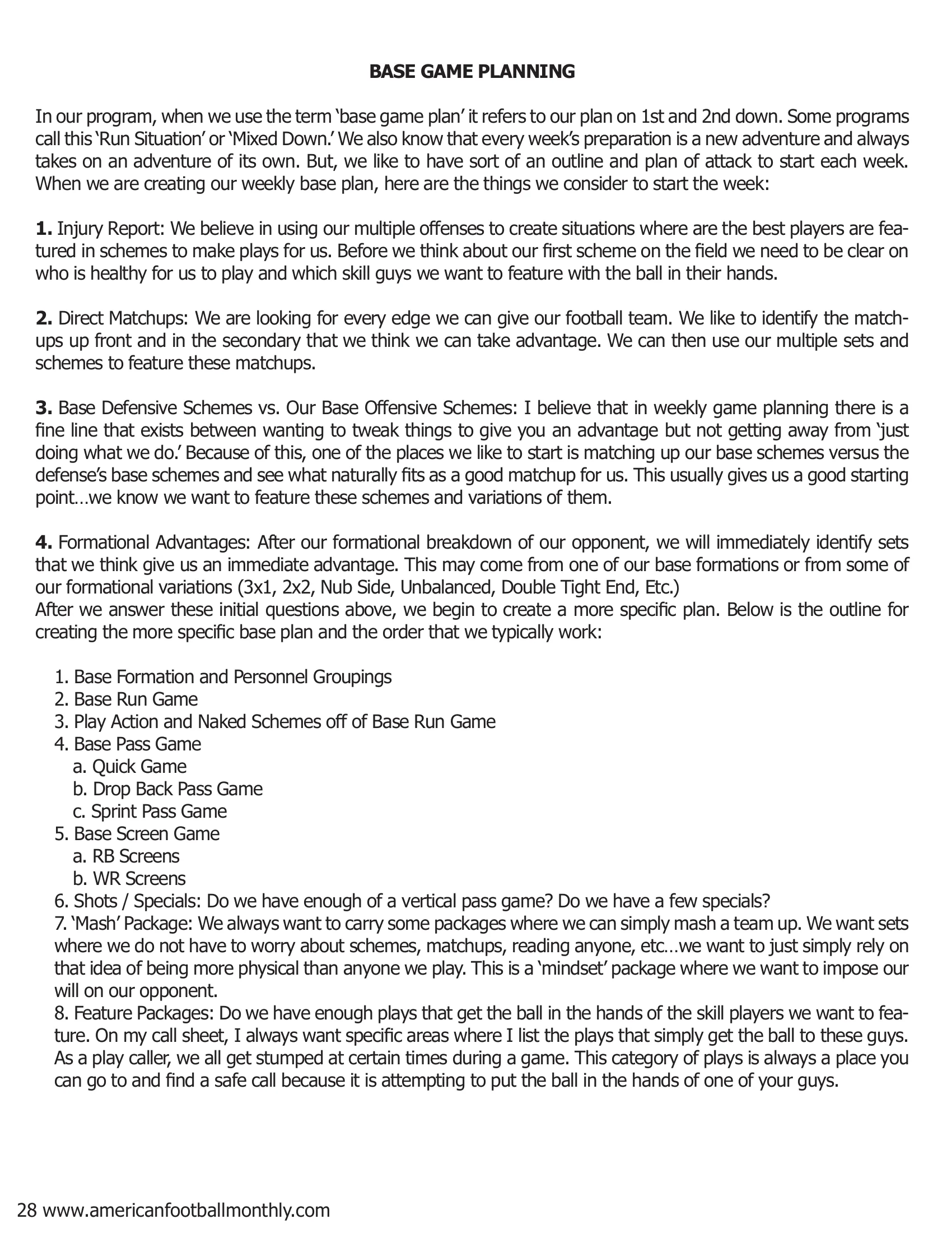 Falcon Offensive Game Planning — American Football Quarterly Vol 3 — Winter 2018, page 28