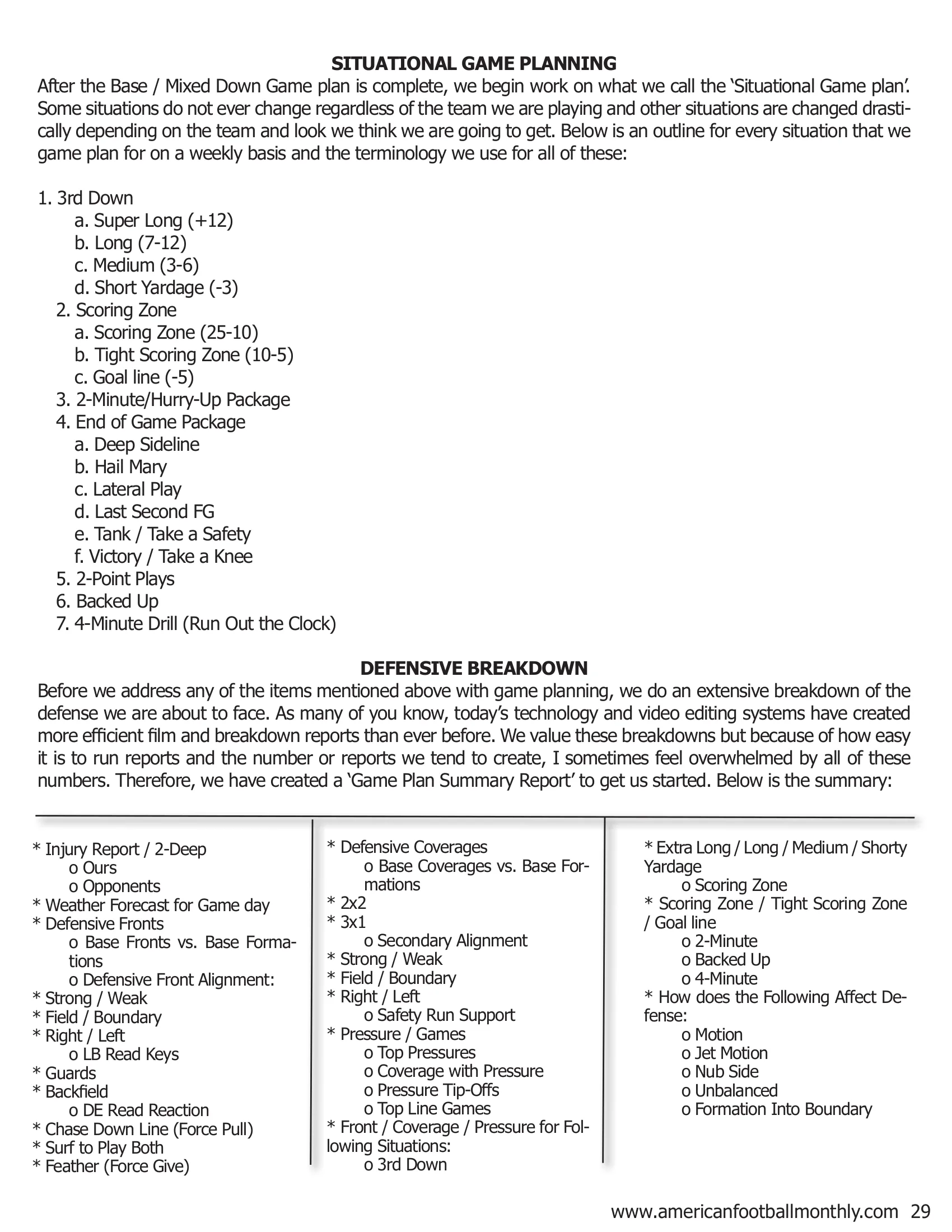 Falcon Offensive Game Planning — American Football Quarterly Vol 3 — Winter 2018, page 29