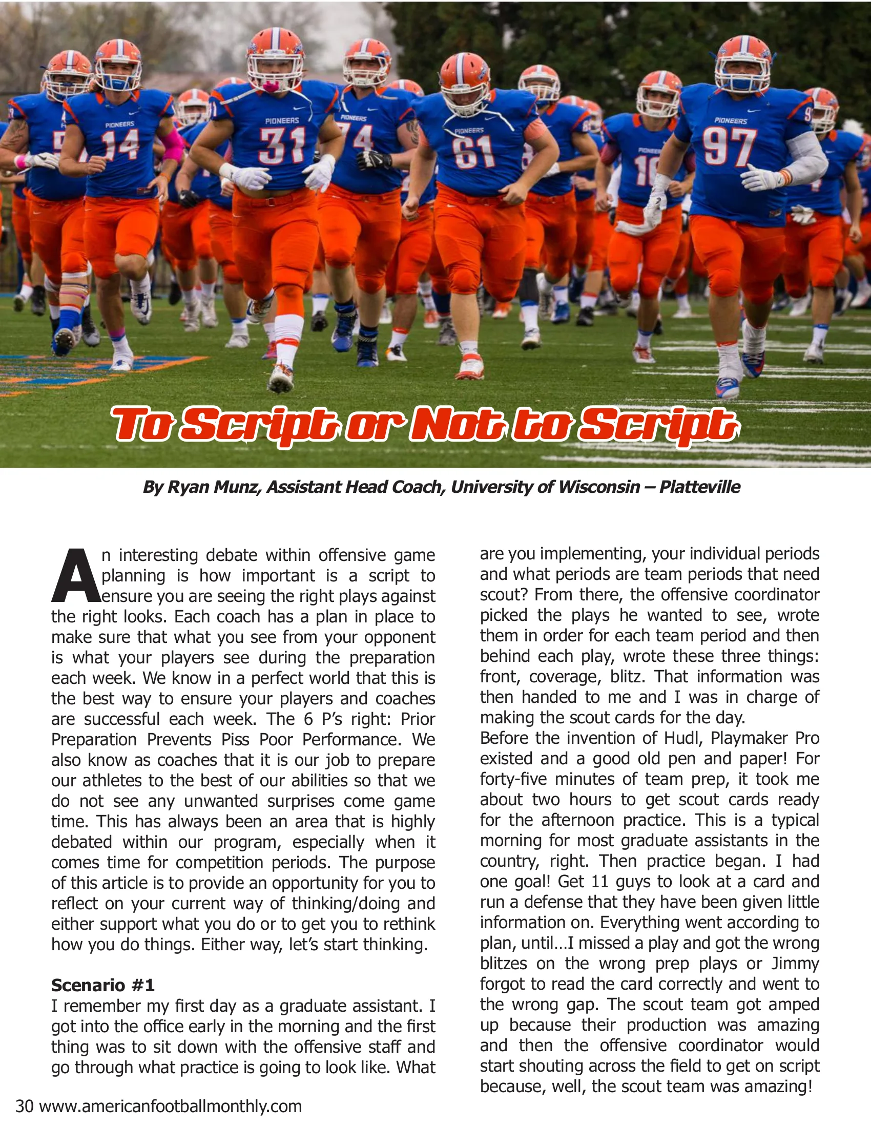 To Script or Not to Script — American Football Quarterly Vol 3 — Winter 2018, page 30
