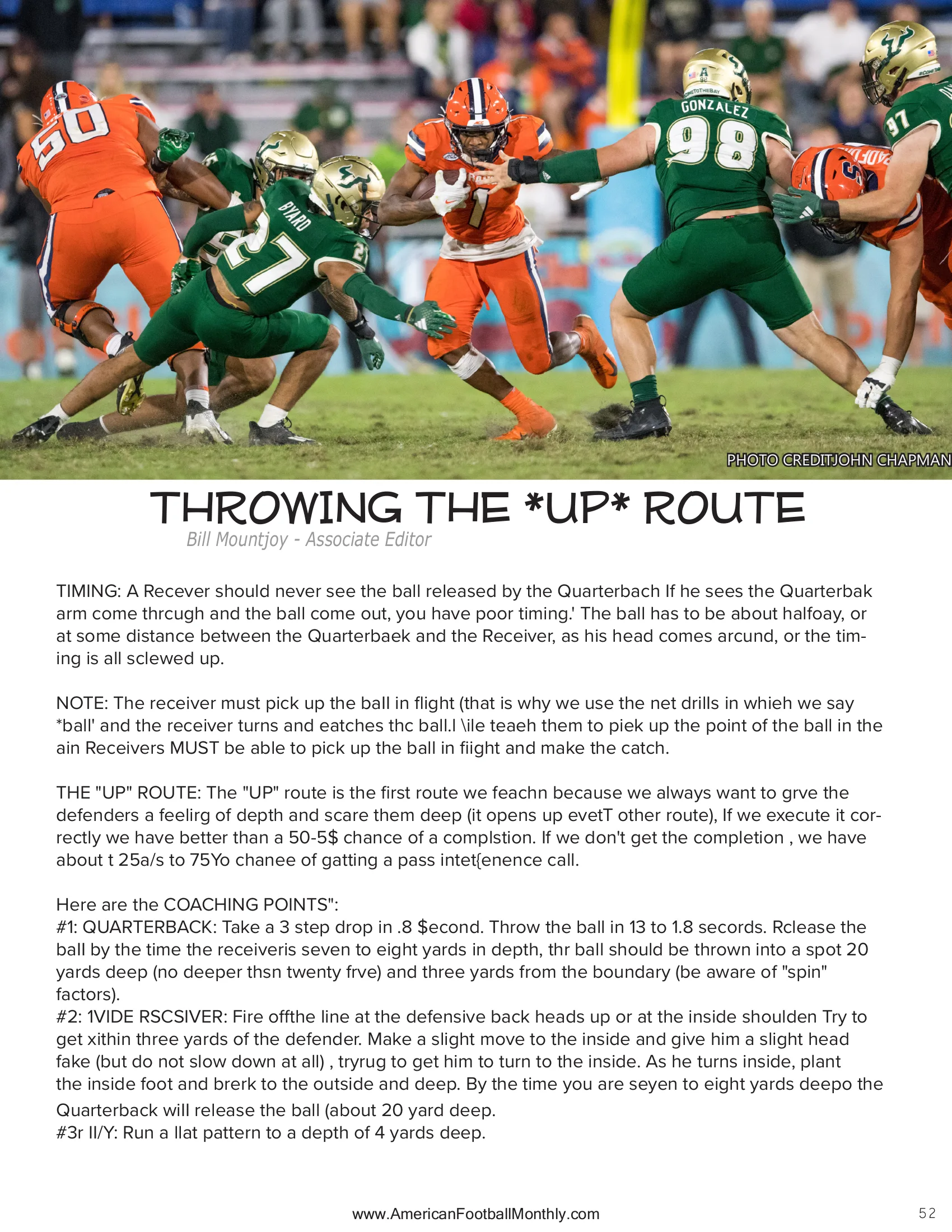 THROWING THE *UP* ROUTE — American Football Quarterly Vol 3 — Fall 2024, page 52