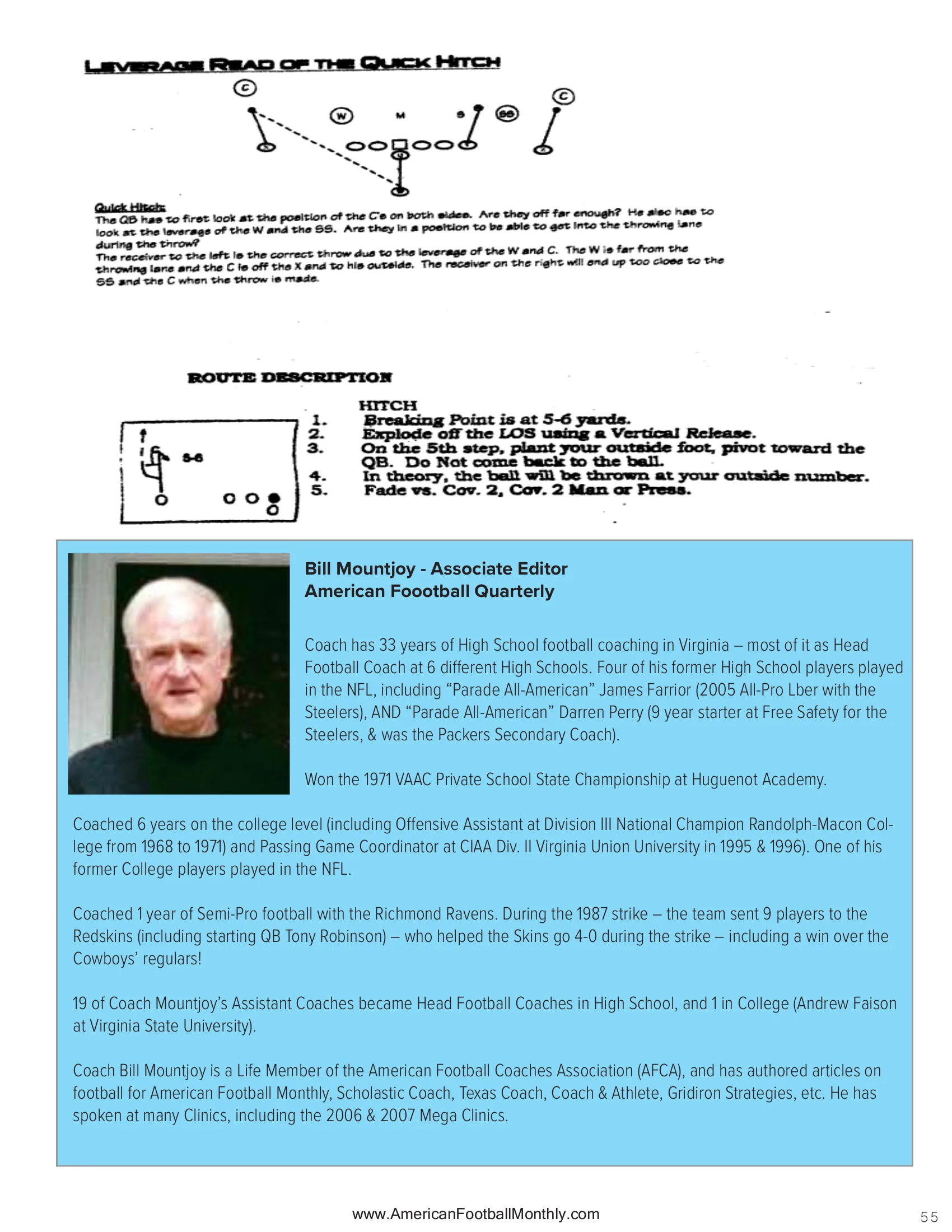 THROWING THE *UP* ROUTE — American Football Quarterly Vol 3 — Fall 2024, page 55