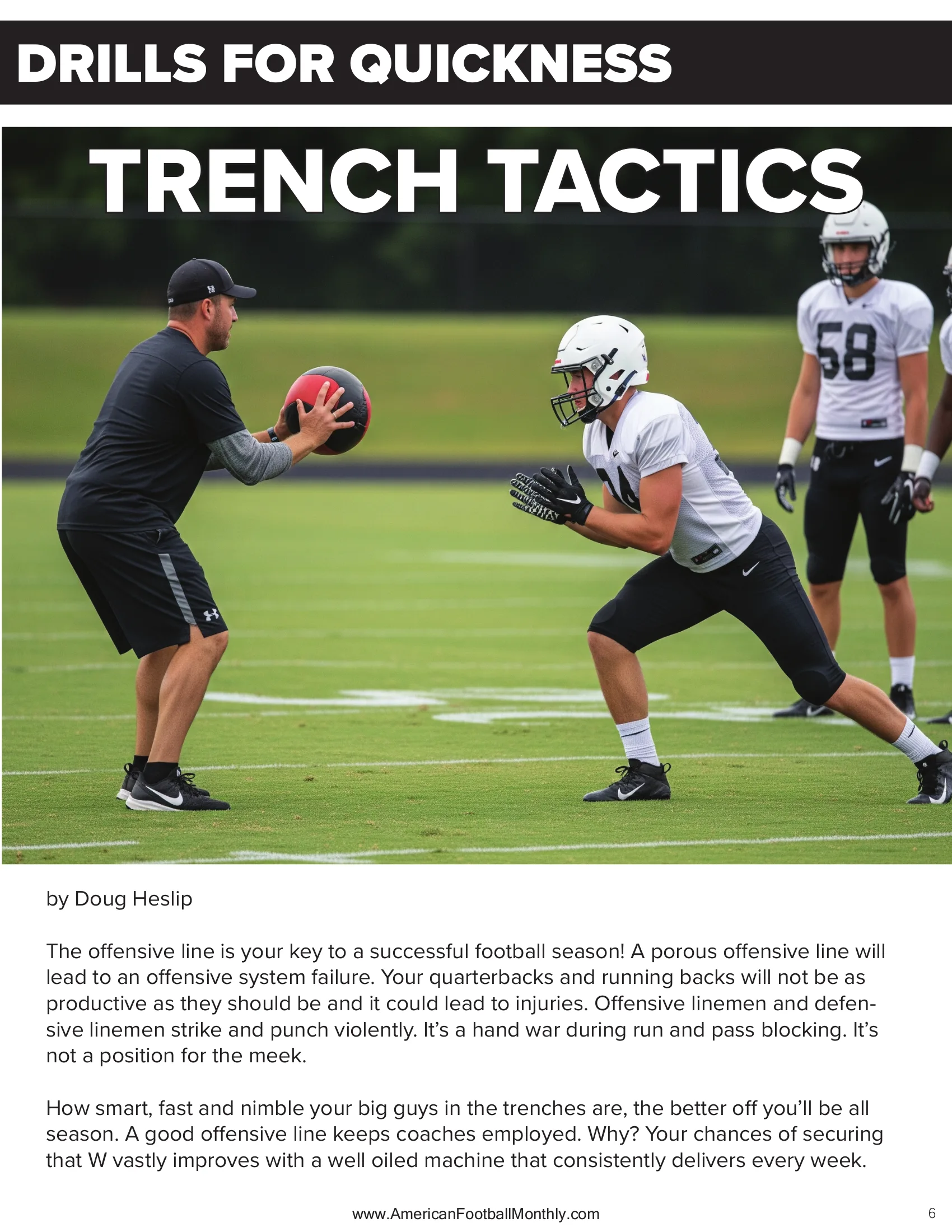 DRILLS FOR QUICKNESS - TRENCH TACTICS — American Football Quarterly Vol 3 — Fall 2025, page 6