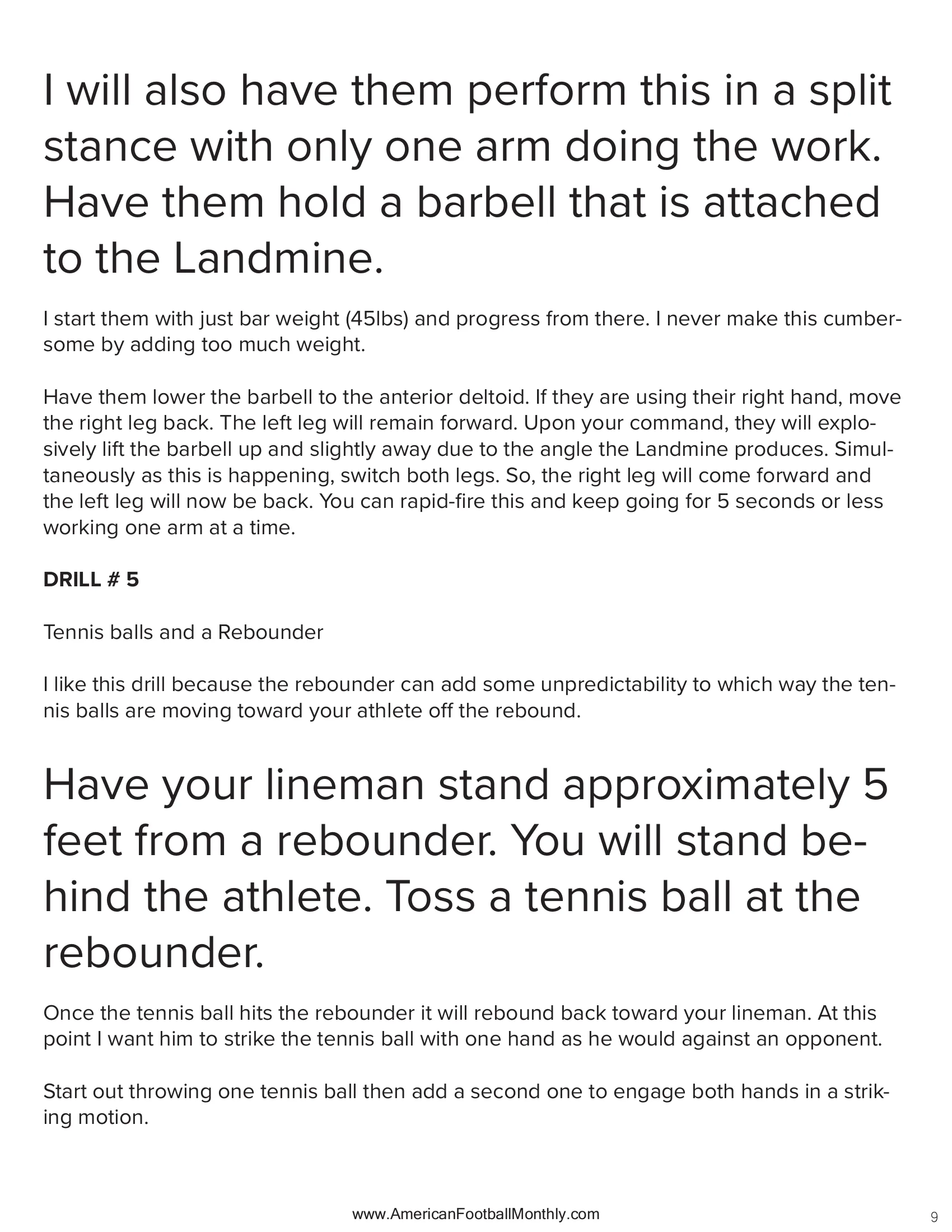 DRILLS FOR QUICKNESS - TRENCH TACTICS — American Football Quarterly Vol 3 — Fall 2025, page 9
