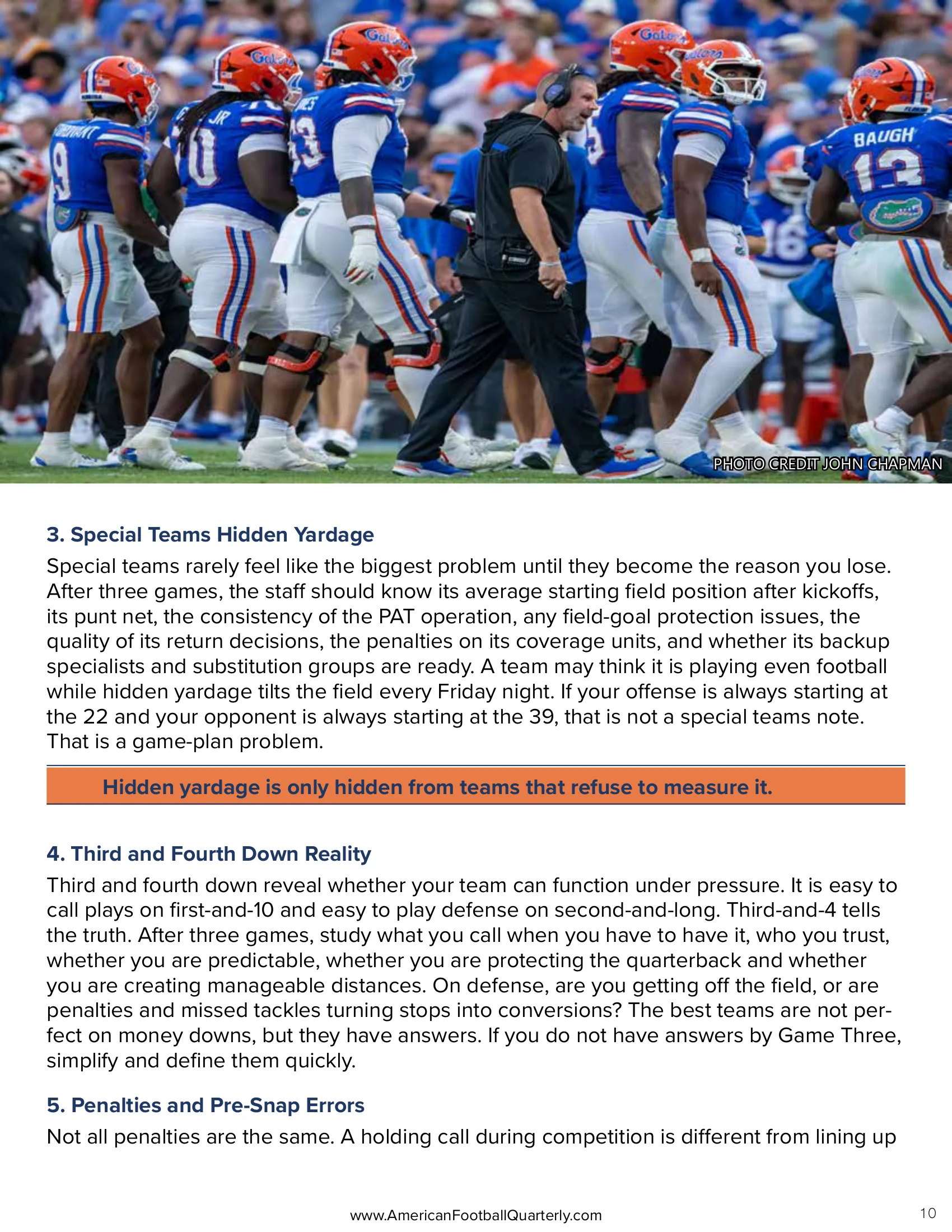 The First Three Games Tell the Truth: How to Evaluate Your Team Before It's Too Late — American Football Quarterly Vol 3 — Fall 2026, page 10