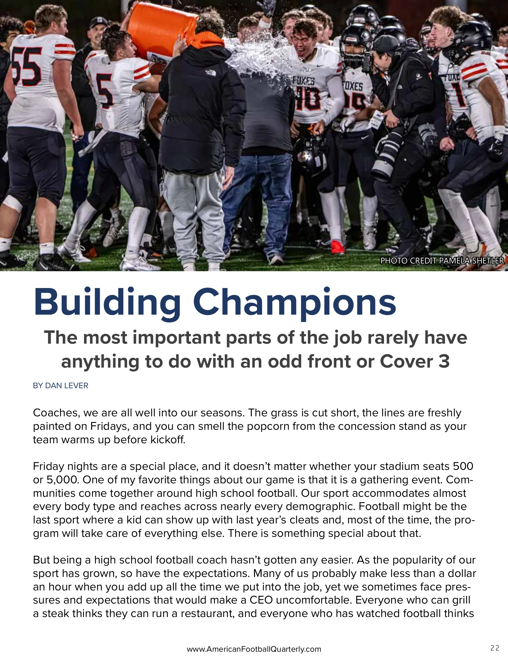 Building Champions: Dan Lever, Silverton High School (OR) — American Football Quarterly Vol 3 — Fall 2026, page 22