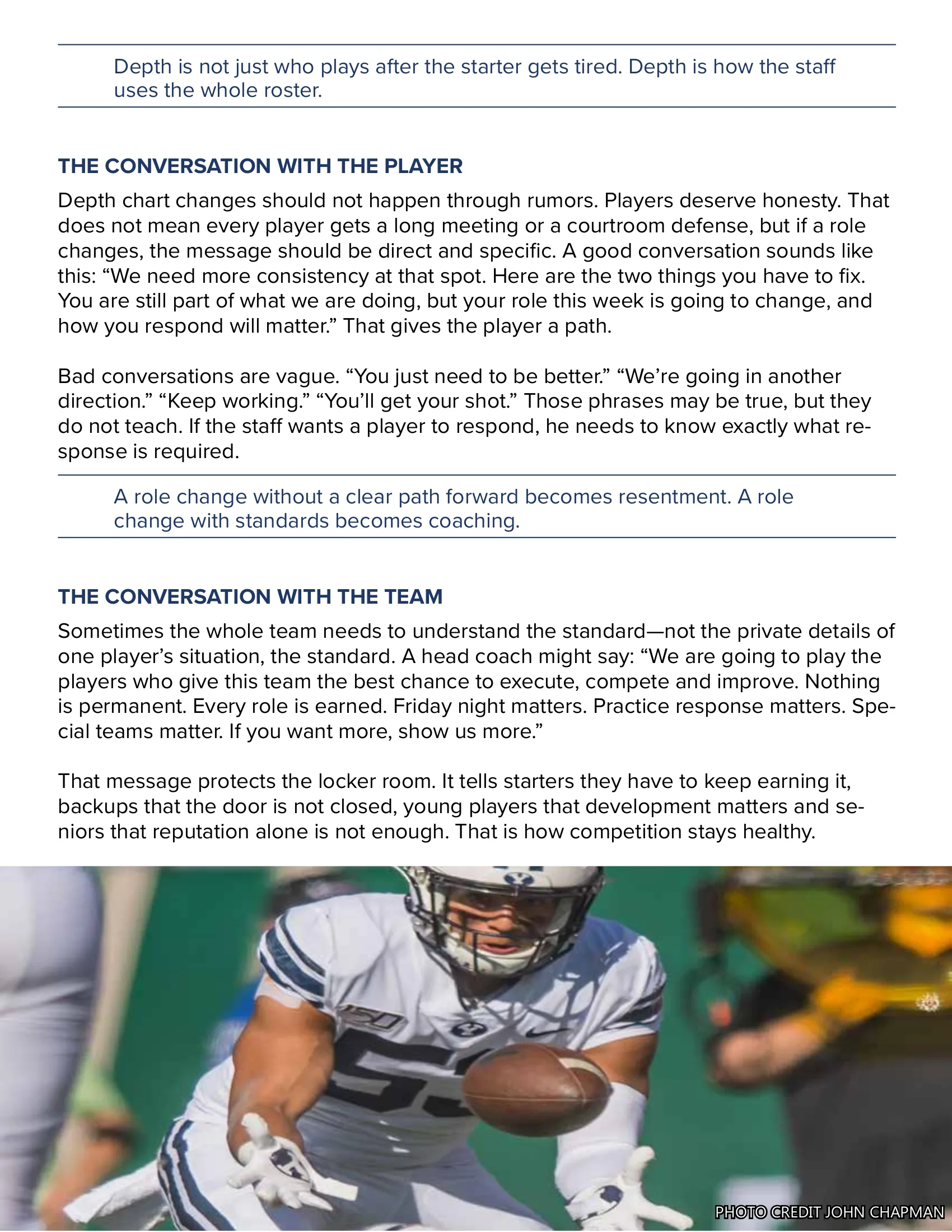The September Depth Chart: Rewarding Reality Over Reputation — American Football Quarterly Vol 3 — Fall 2026, page 46
