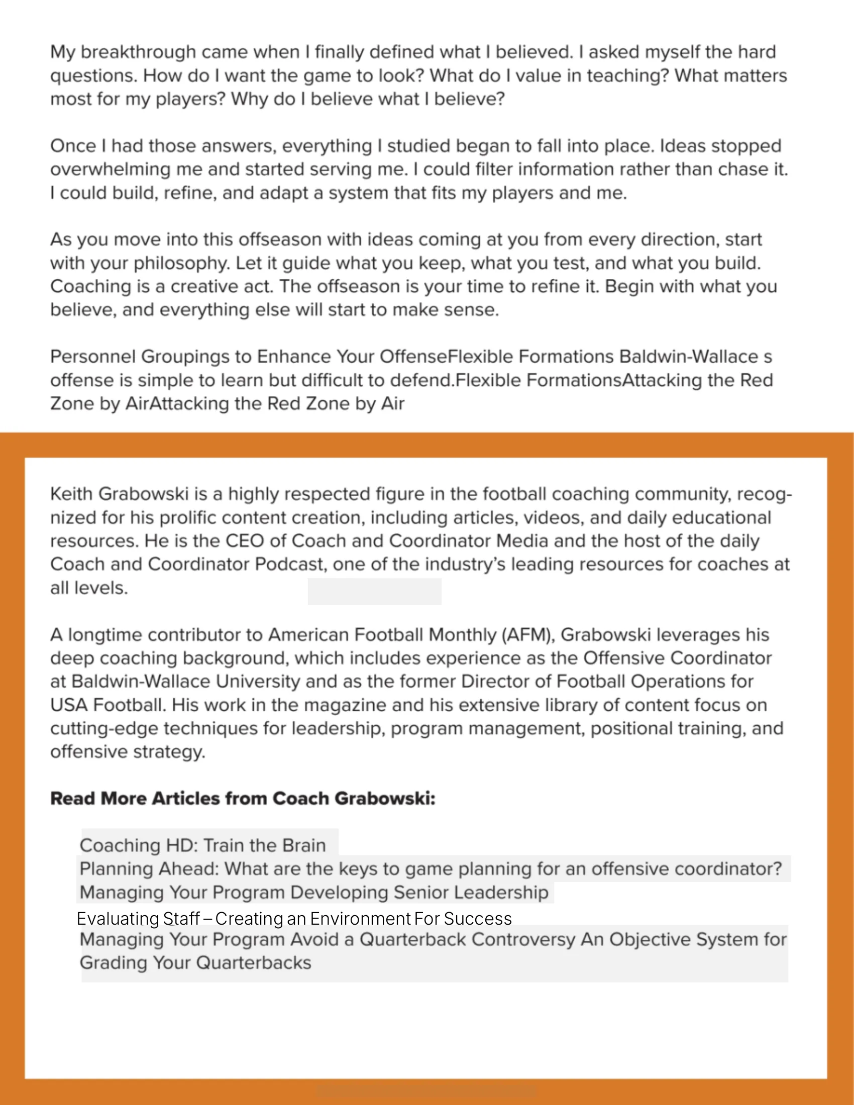 The Creative Act of Coaching in the Offseason — American Football Quarterly Vol 4 — Winter 2025, page 9