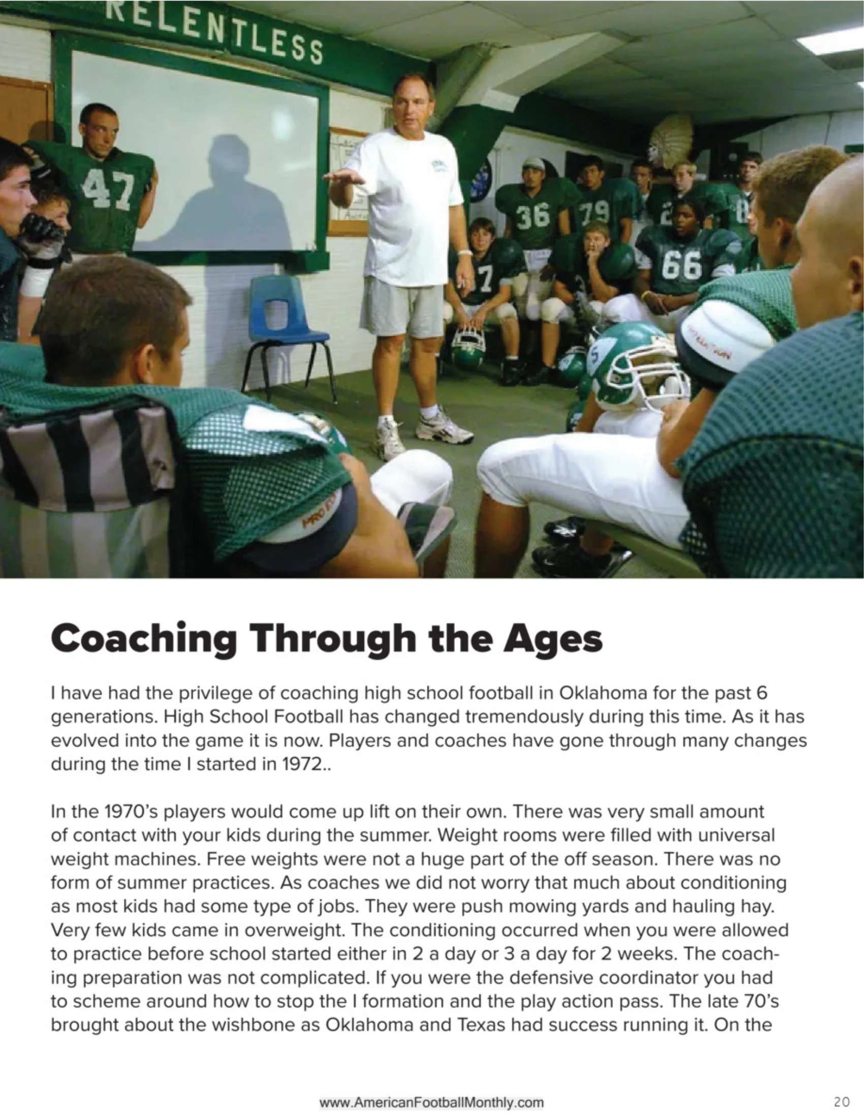 Coaching Through The Ages — American Football Quarterly Vol 4 — Winter 2025, page 20