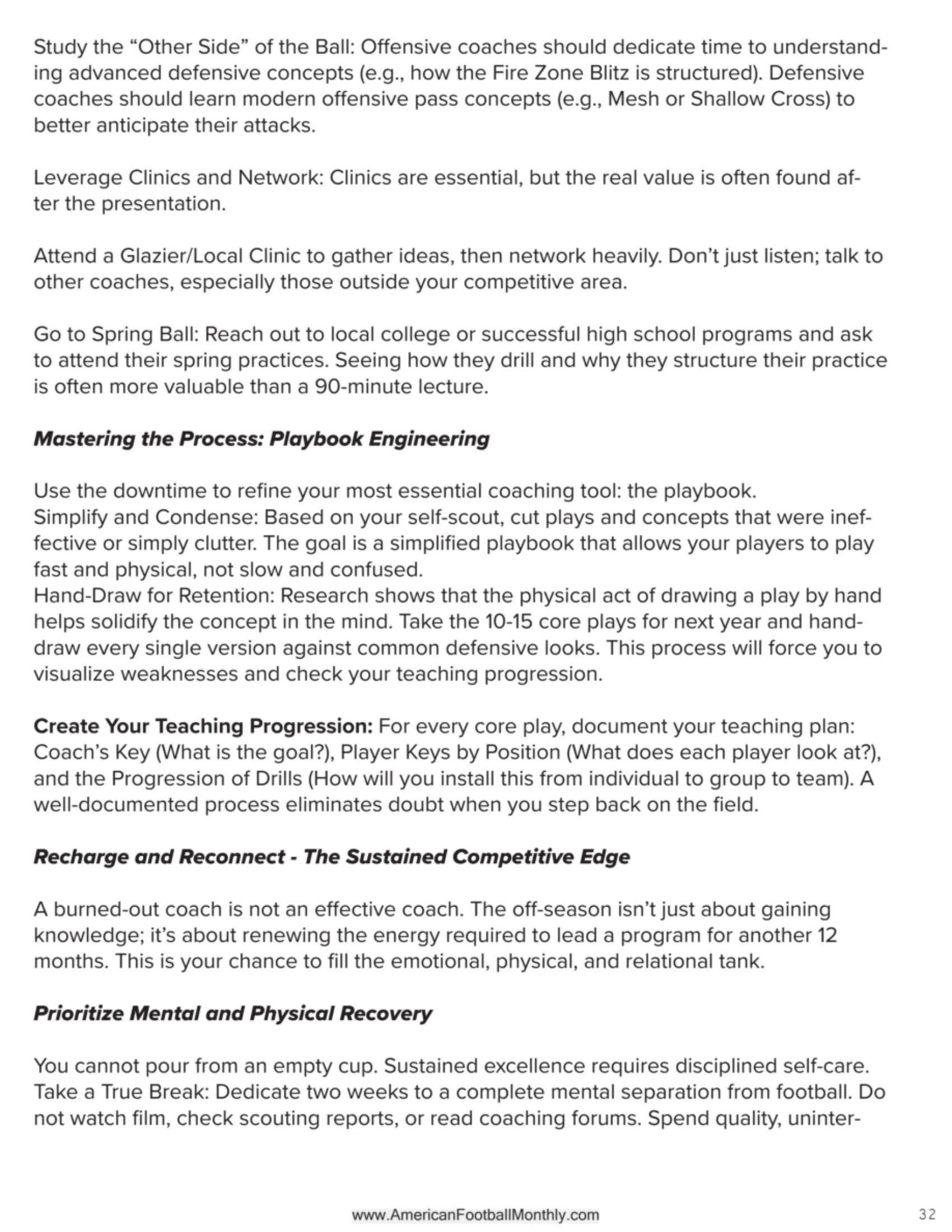 BE A BETTER COACH - MASTERING THE OFF SEASON — American Football Quarterly Vol 4 — Winter 2025, page 32