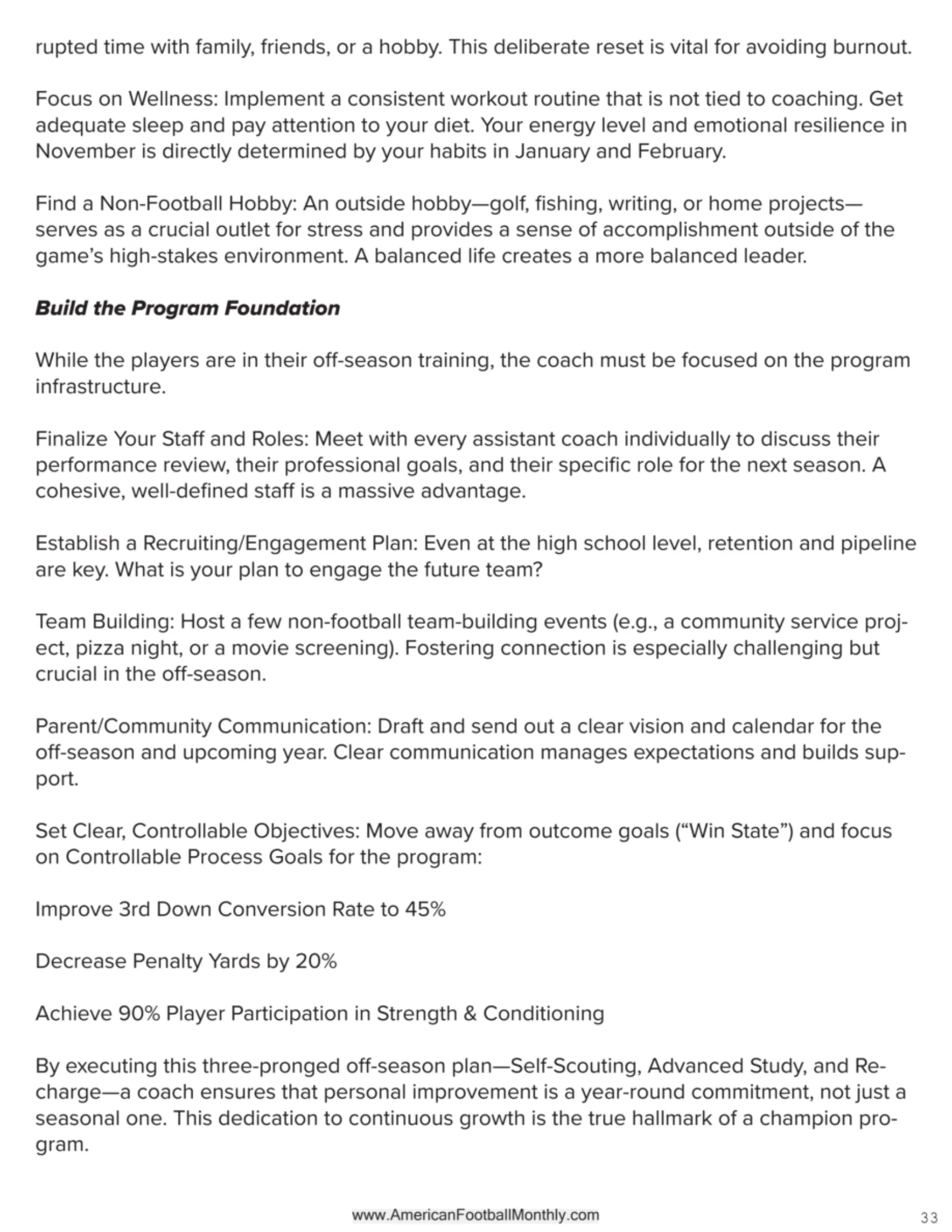BE A BETTER COACH - MASTERING THE OFF SEASON — American Football Quarterly Vol 4 — Winter 2025, page 33