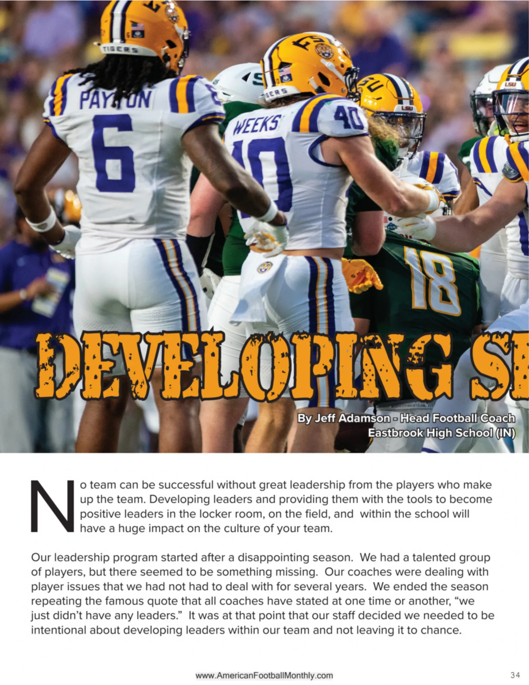 DEVELOPING SENIOR LEADERS — American Football Quarterly Vol 4 — Winter 2025, page 34