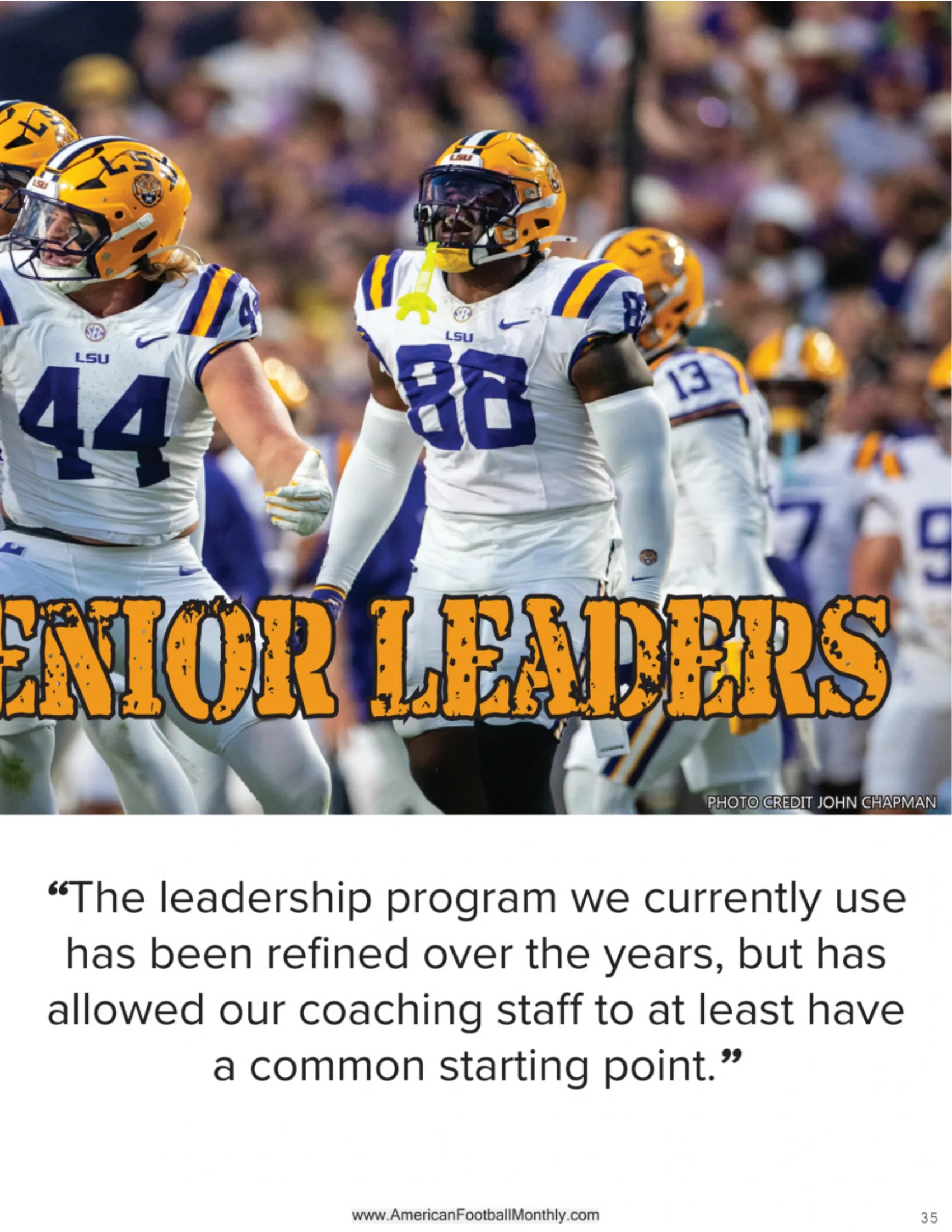 DEVELOPING SENIOR LEADERS — American Football Quarterly Vol 4 — Winter 2025, page 35